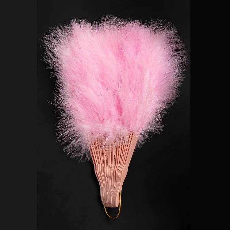 Веер с декоративными перьями, розовый 