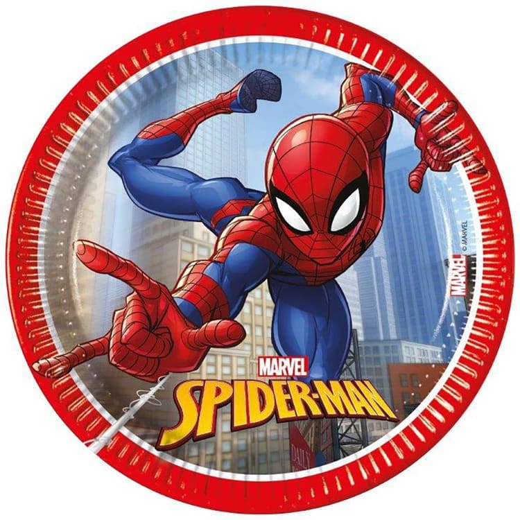 Тарелка бумажная Человек-паук Борец, 20 см, 8 шт