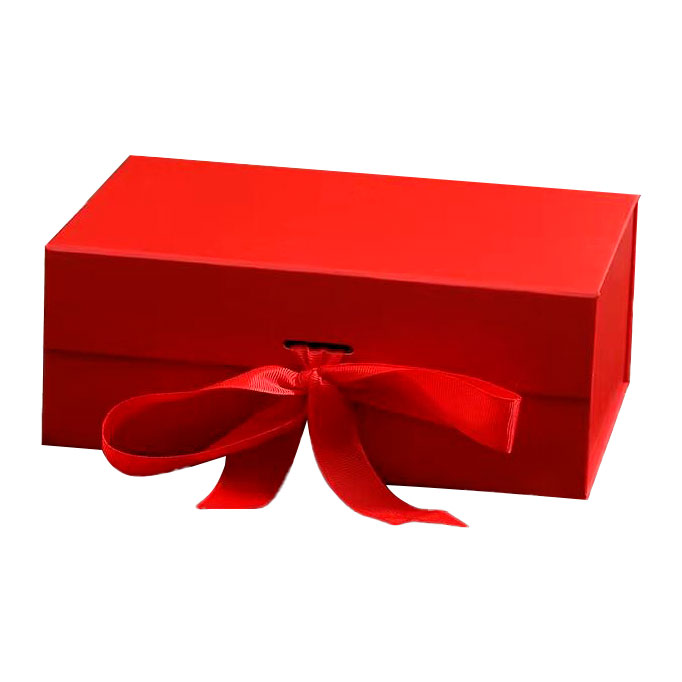 Коробка складная с лентой "Премиум", Красная, 23*17*7 см. /Б
