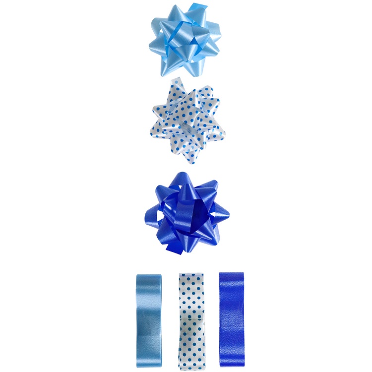 Набор для оформления подарков Нежный голубой, 3 банта+3ленты 15ммх1,5м