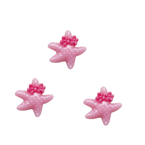 Кабошоны пластик, морская звезда, светло-розовый, гороох, 20 мм, 10 шт