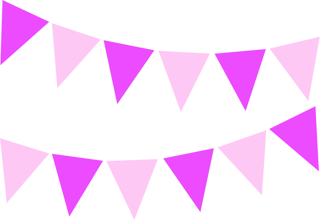 Гирлянда-вымпел Для девочек (розовый+розовый яркий), 14 вымпелов /Сф