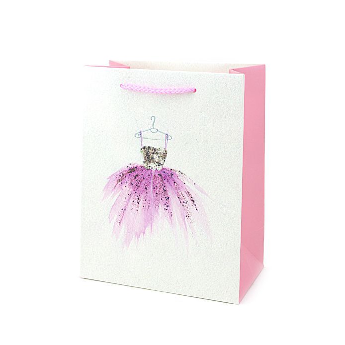 Пакет подарочный "Платье принцессы" с глиттером / 18*23*10 см /Б.