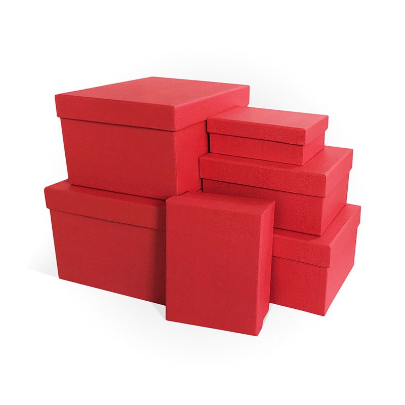 Набор подарочных коробок 6в1 Лен 250*210*150 (Прямоугольник, красный)