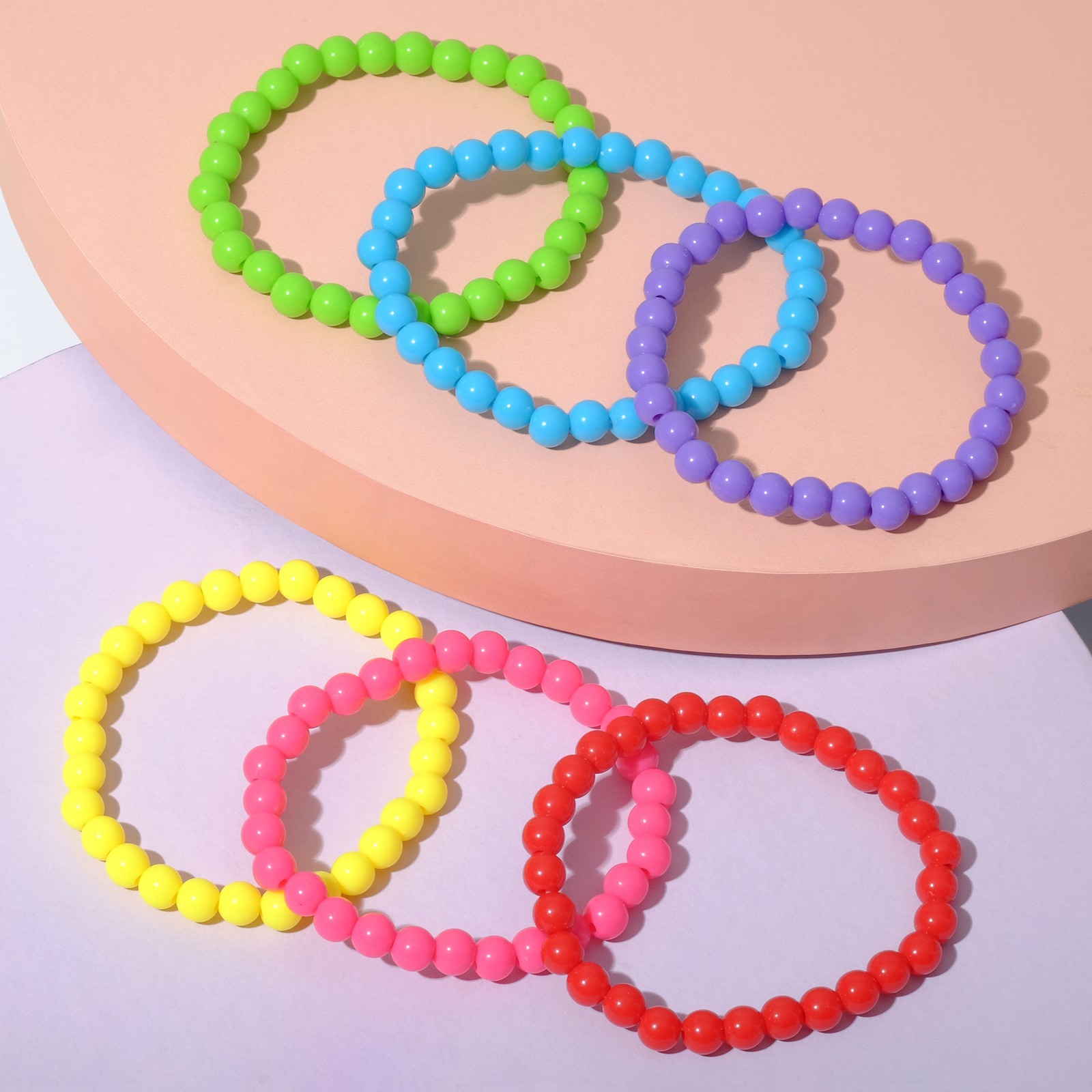 Набор детских браслетов Выбражулька бусинки, 6 нитей, цветные/Сл