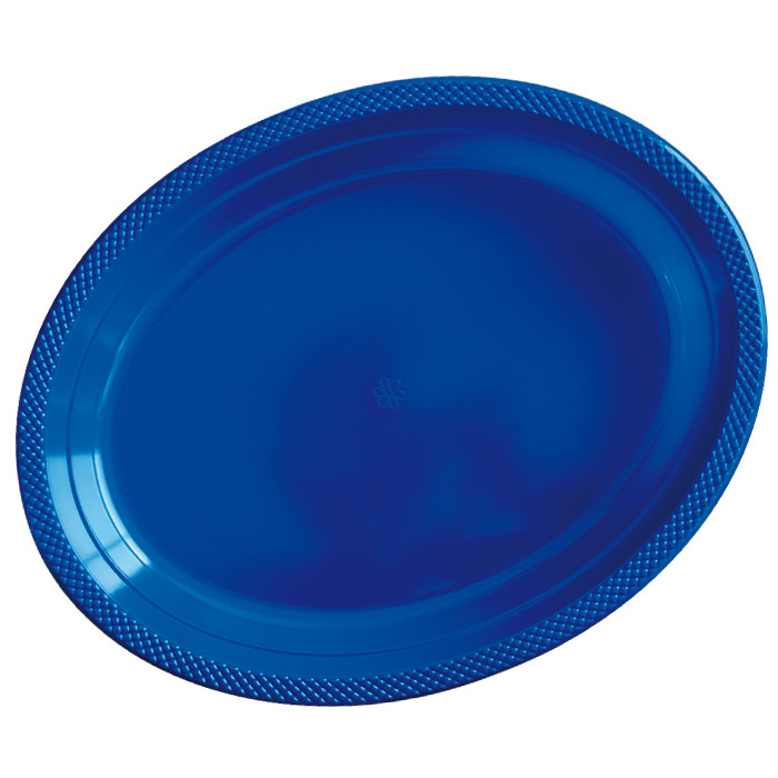 Тарелка пластиковая Делюкс Синяя, 5 шт. 32*25 см.