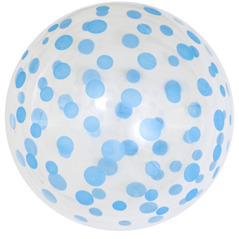 Шар Х 18" Сфера 3D, Голубое конфетти, Прозрачный, 50 шт