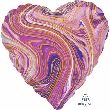 Шар А 18" Сердце, Мрамор Purple