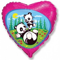 Шар Ф 18'' Сердце Забавная панда, Фуше