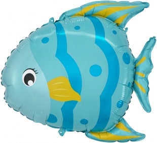 Шар Х Фигура, Маленькая рыбка, Голубой, 24"/61 см