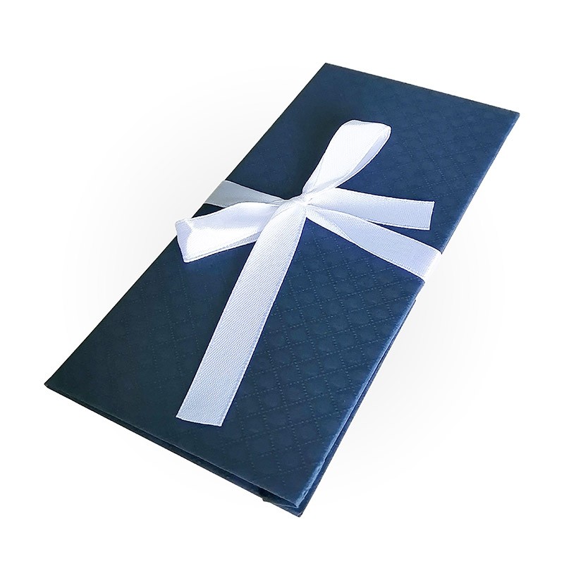 Конверт для денег, Ромб синий, лента белая (Прямоугольник, 17,2*8,3 см)