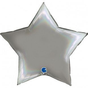 Шар Г 36" Звезда, Платиновое серебро, Голография
