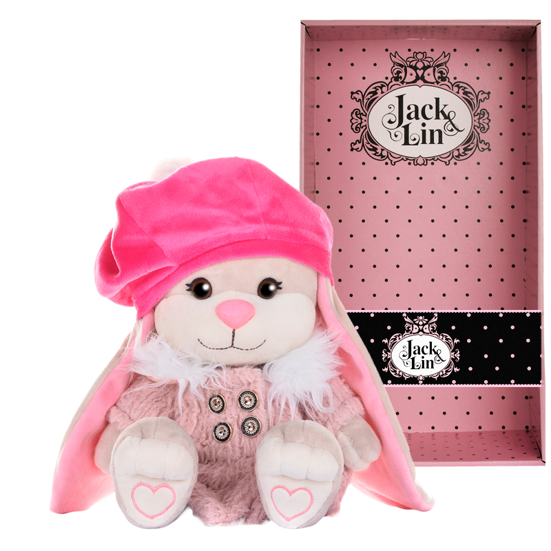 ИМ МТ Зайка Лин в розовом пальто и яркой шапке, 25 см, в коробке