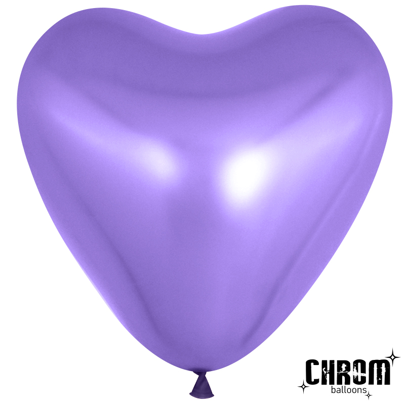 Шар Х (12"/30 см), Сердце, Хром Фиолетовый, 50 шт