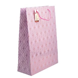 Пакет подарочный "Розовый узор" /  31*42*12 см /Б.