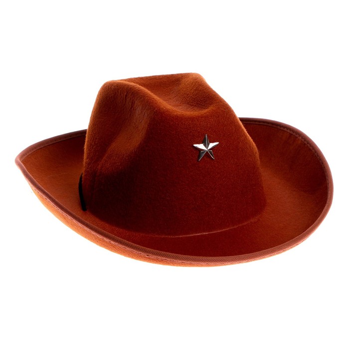 Шляпа Шериф коричневая, детская, на резинке, 52-54р.