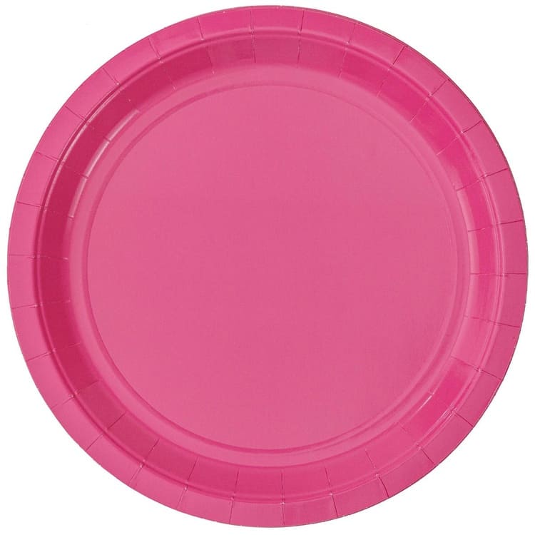 Тарелка бумажная ярко-розовая 23 см, 6 шт 
