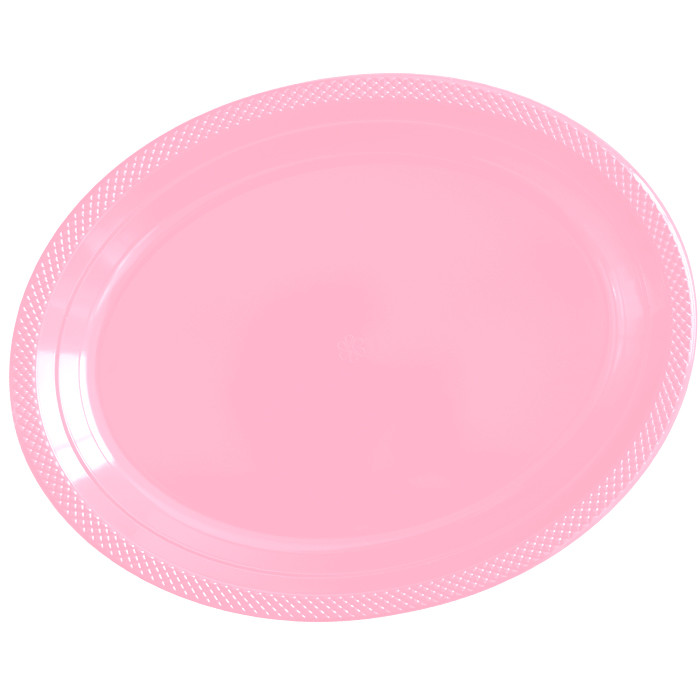 Тарелка пластиковая Делюкс, Розовые, 5 шт. 32*25 см.