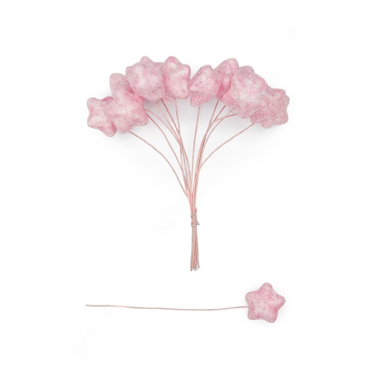 Муляж декоративный Звездочка на веточке, розовый светлый, 2,5 см, 12 шт   SF-7561