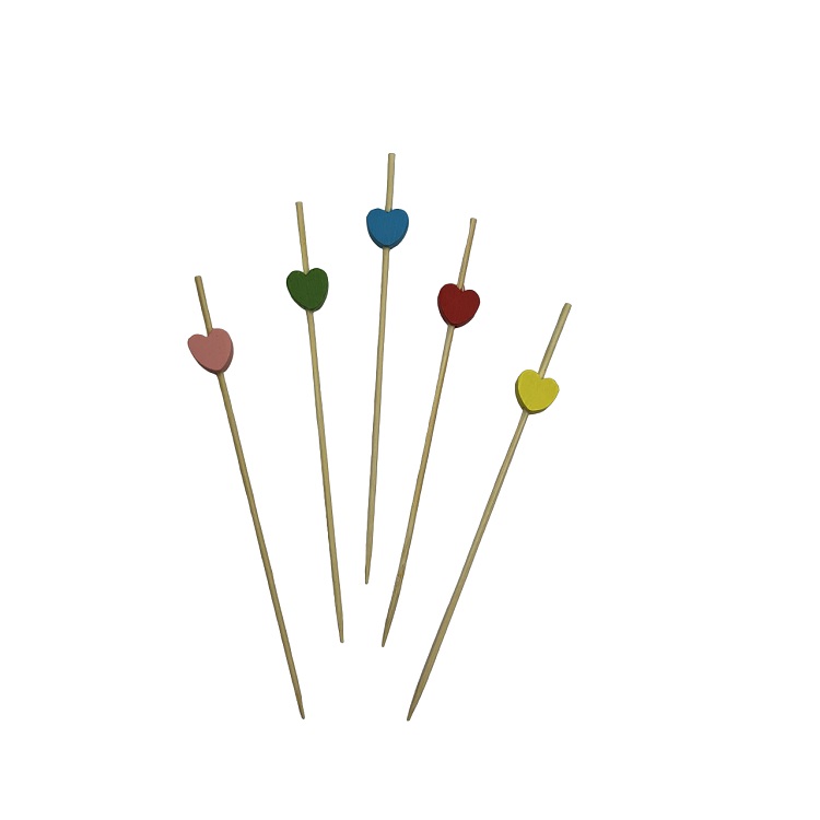 Шпажка для канапе бамбуковая Сердце разноцветное, 20 шт./Сф