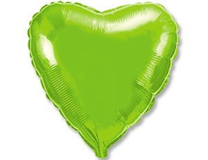 Шар Ф 18" Сердце, Lime Green, Металлик 