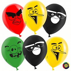 Шар Мл 12'' Angry Birds, Ассорти, пастель, 2 ст, 50 шт