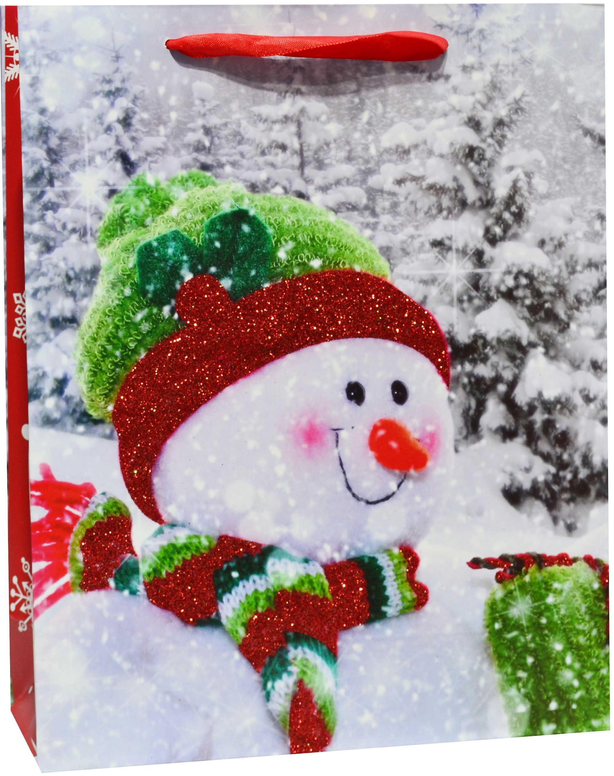 Пакет подарочный Веселый снеговик, с блестками, 32*26*10 см /ДБ