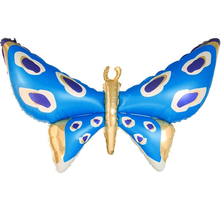 Шар Х Фигура 3D, Бабочка, Карнавальные крылья, голубой, 45"/114 см