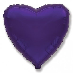 Шар Ф 9" Сердце, Фиолетовый, 5 шт.