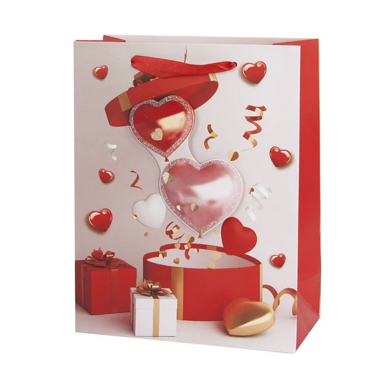 Пакет подарочный 3D, Невесомый сюрприз, Красный, с блестками 41*31*12 см, 1 шт./Дб