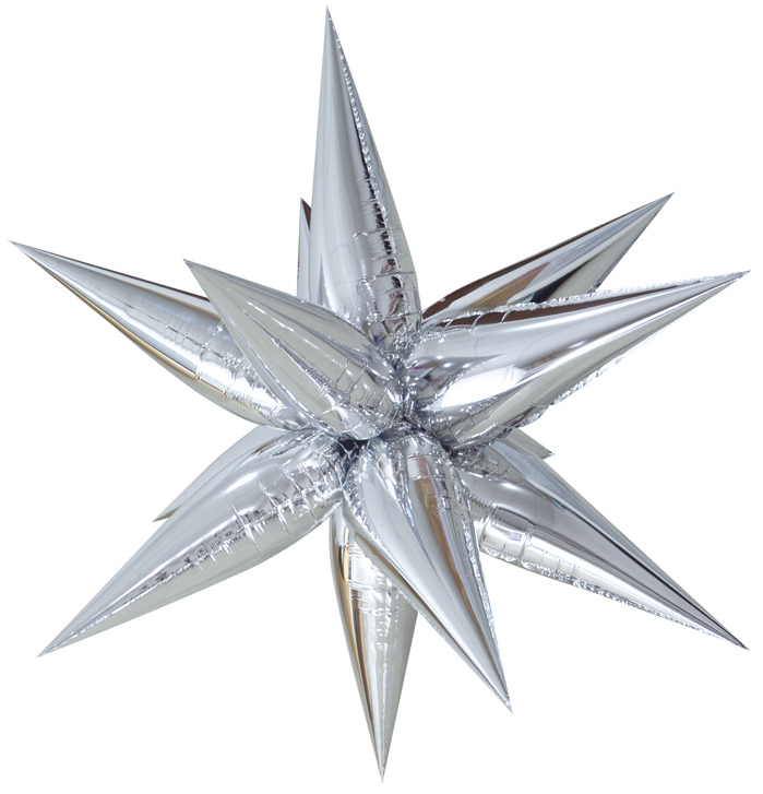 Шар Х 25" Фигура 3D, Звезда составная, Silver