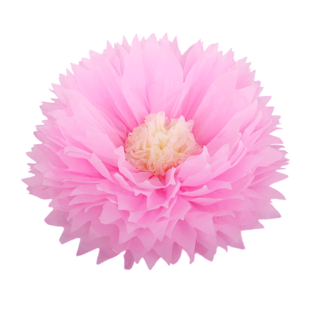 Бумажный цветок 40/15 см розовый+бежевый/Мо