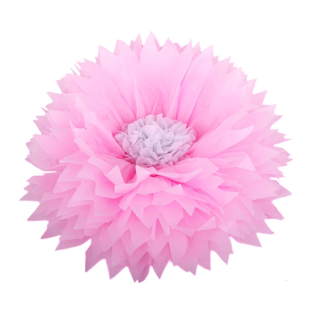 Бумажный цветок 40/15 см розовый+белый/Мо