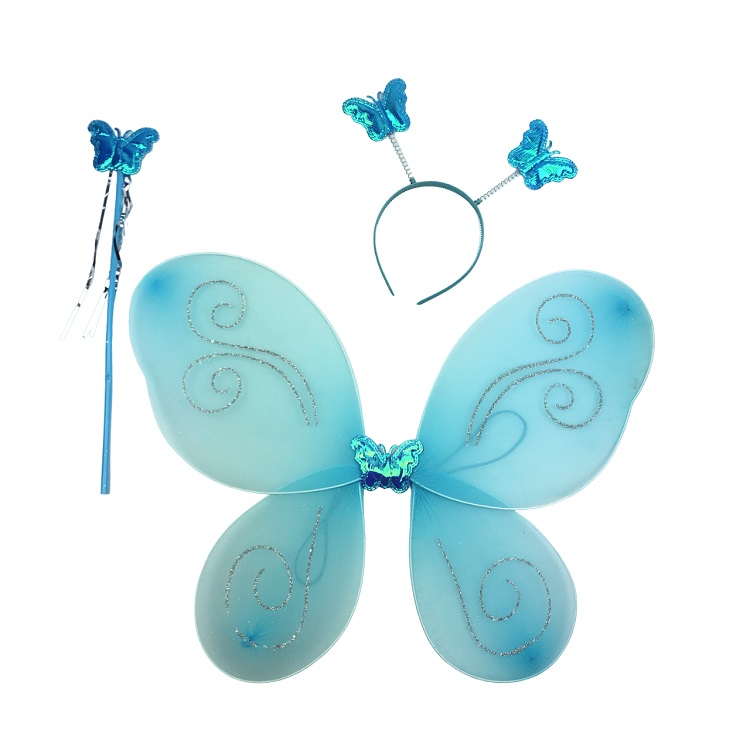 Комплект Фея, голубой: крылья, волшебная палочка, ободок/Сф