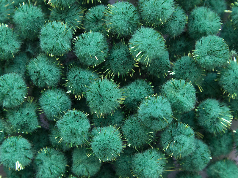 Помпоны с люрексом, зеленый (темный), 2,0 см