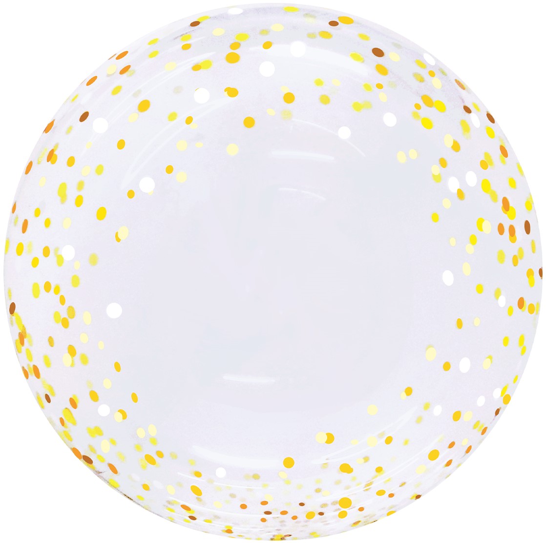 Шар Х 20" Сфера 3D, Deco Bubble, Золотое конфетти, Прозрачный, Кристалл