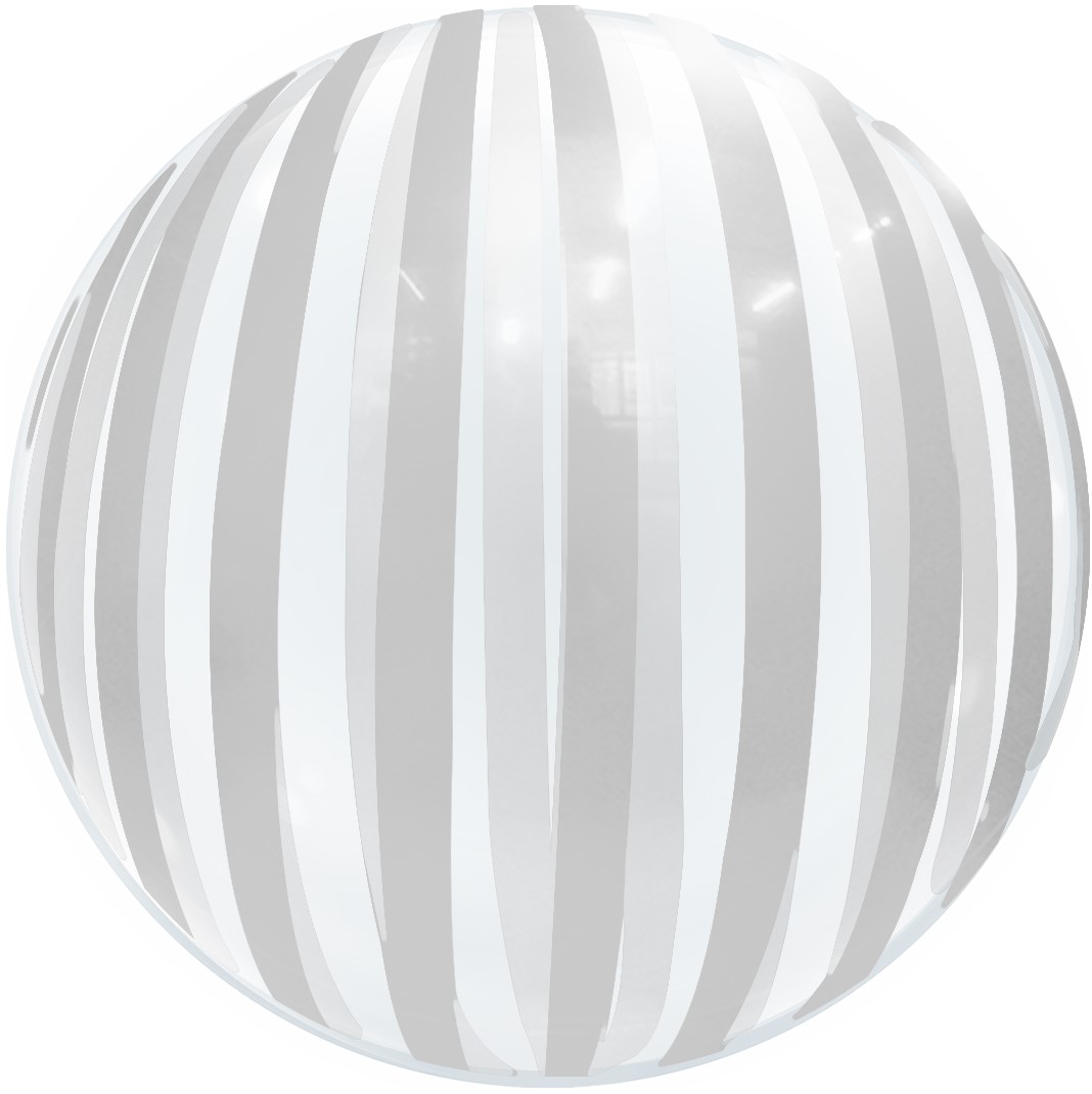 Шар Х 18" Сфера 3D, Deco Bubble, Серебряные полосы, Прозрачный, Кристалл