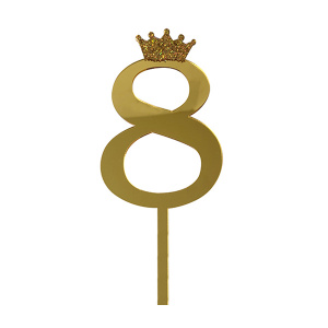 Топпер цифра 8 Корона Золото 18см