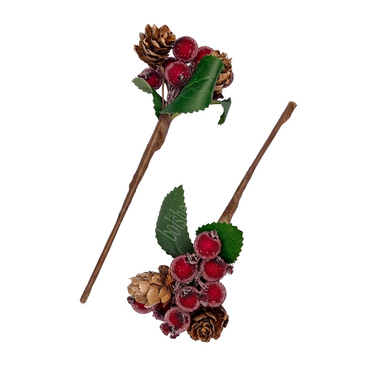 Веточка Засахаренных ягод с шишками, бордовый (SF-2330), 