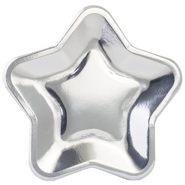 Тарелка фольгир. Звезда серебр. 23 см, 6 шт