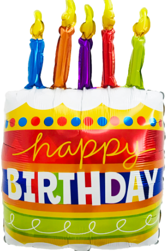 Шар Х Фигура, Торт на День рождения, яркие свечи, 1 шт. 33"/84 см.