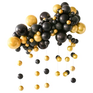 Гирлянда из воздушных шаров, Набор №4, Черный/Золото, Хром, 95 шт. в упаковке