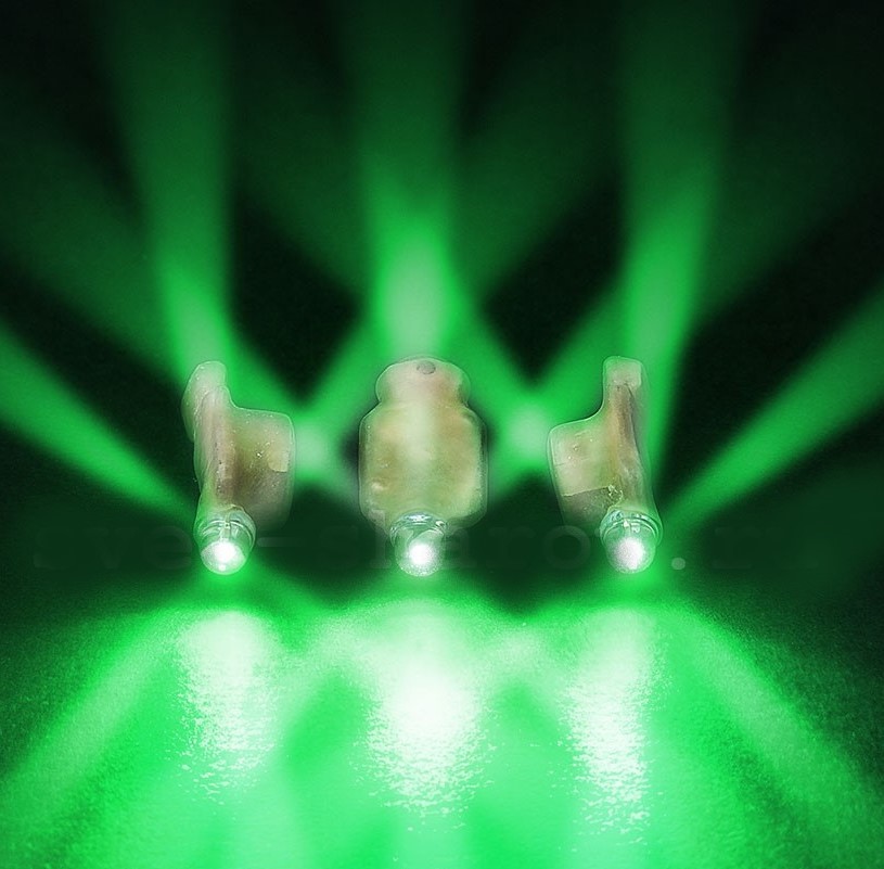 О Светодиоды зеленые 3D (PLUS) в защитном корпусе