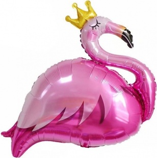 Шар Х Фигура, Фламинго в короне, Розовый, 35"/89 см