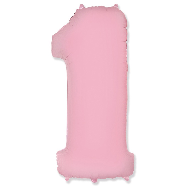 Шар Ф 32" Цифра, 1, Пастель розовый, в упаковке 1 шт.