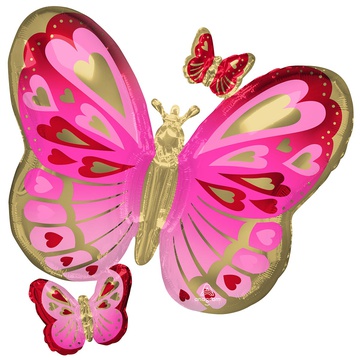 Шар А Фигура, P35 Бабочки сердца Pink GoldRed