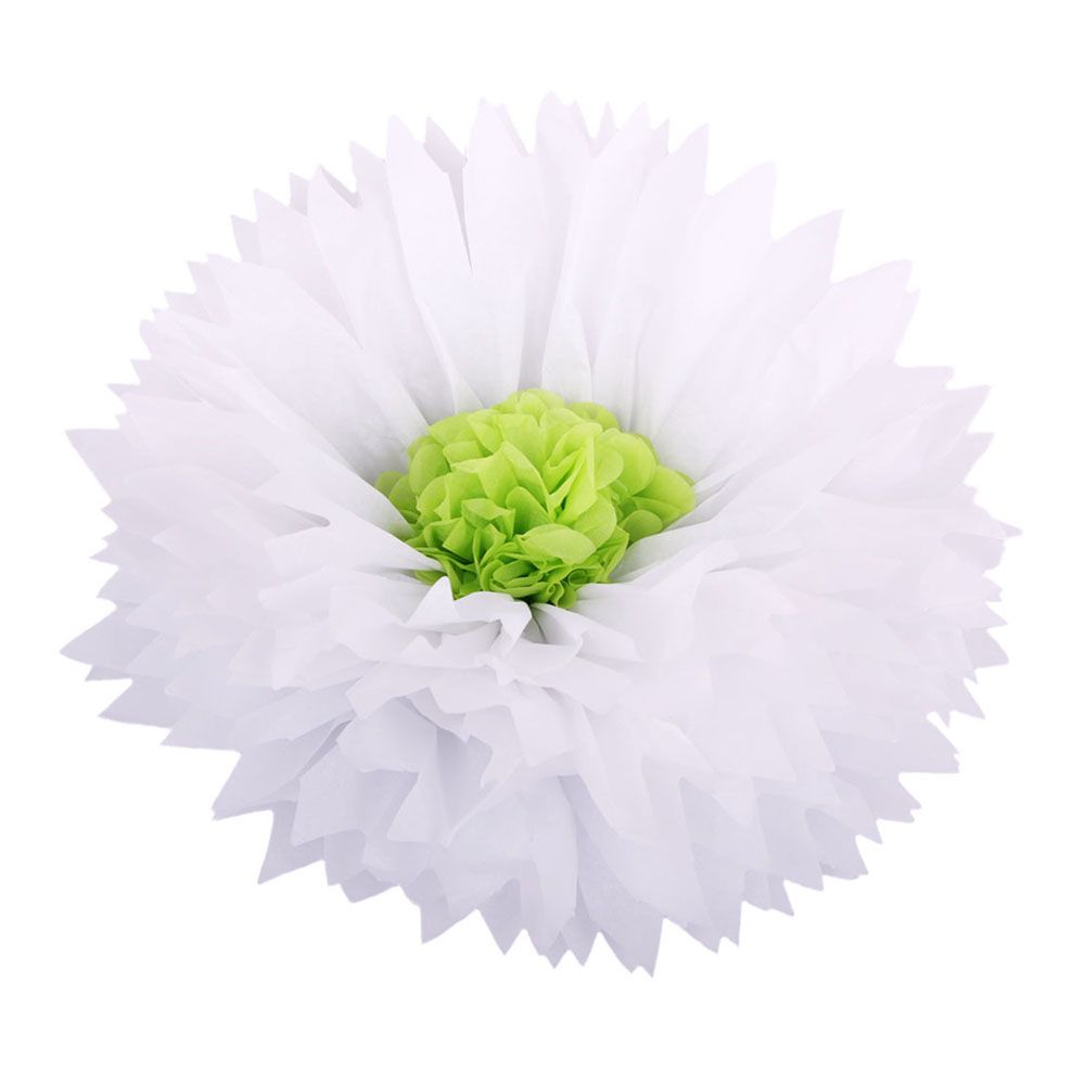 Бумажный цветок 40см белый+салатовый/Мо