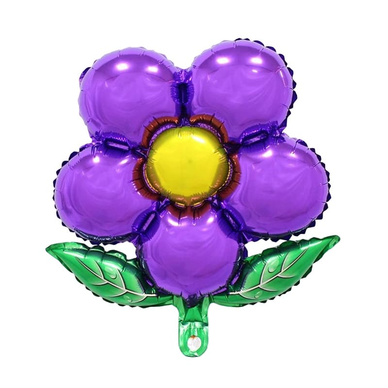 Шар Х 20" М/ФИГУРА, Цветок с листочком, фиолетовый (с клапаном)
