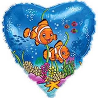 Шар Ф 18'' Сердце, Рыбки-клоуны / Clown fish
