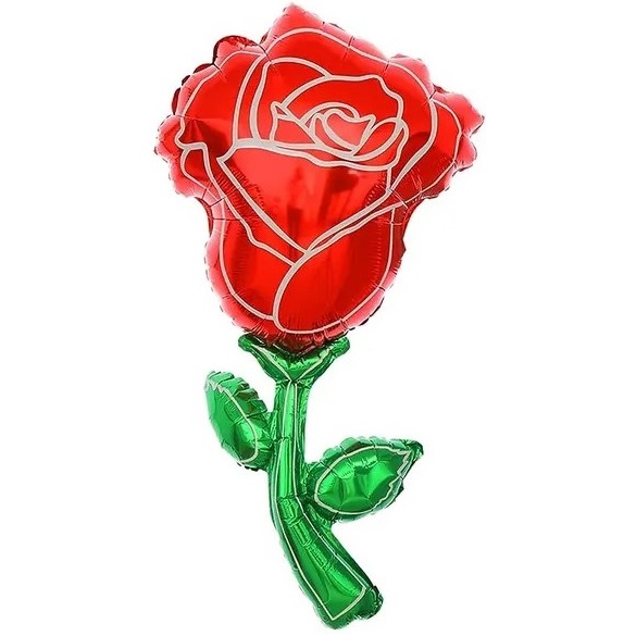 Шар с клапаном Х  (14"/36см) Мини-цветок, Роза, Красный